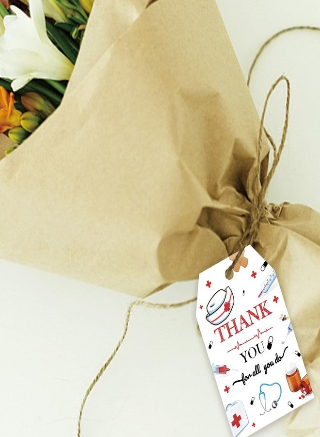FORSHEEP 50pcs Nurse Thank You Tags, Nurse Gift Tag with String for Birthday Party, Nursing Thank You Paper Tags for Medical School Graduation Party Favors - Image 5